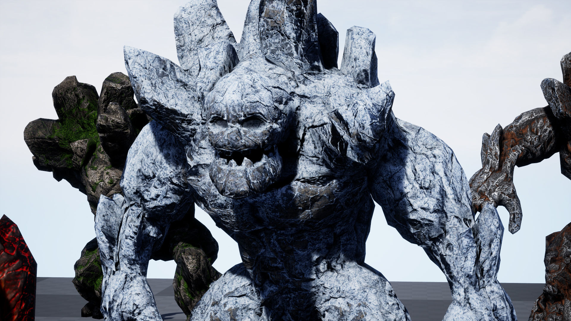 Stone Golem Lava Stone Ice Iron Low-poly 3D model_34