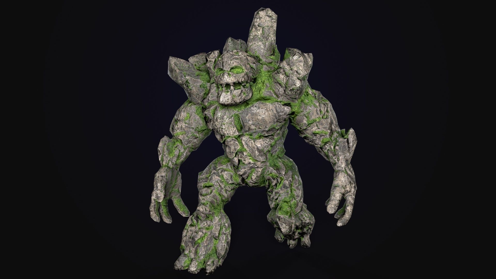 Stone Golem Lava Stone Ice Iron Low-poly 3D model_9