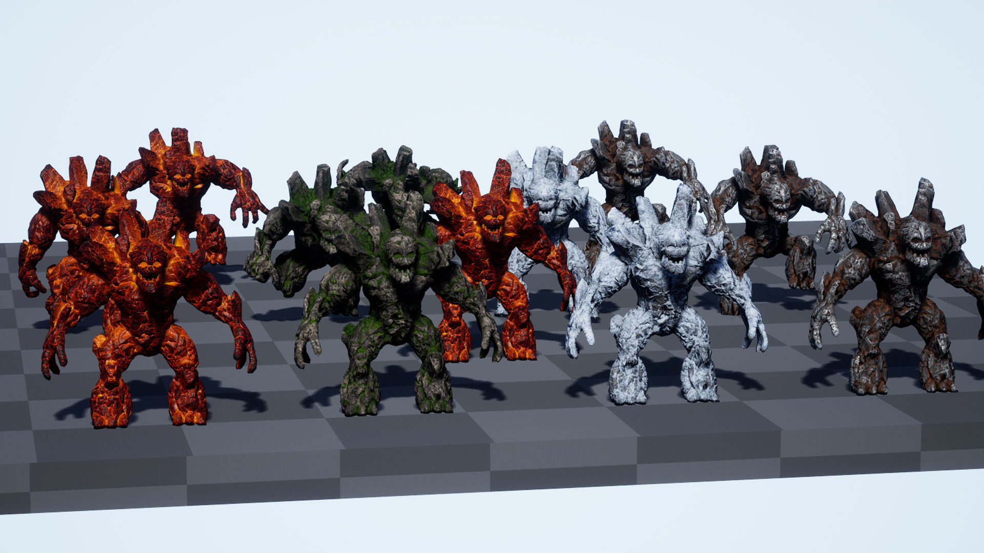 Stone Golem Lava Stone Ice Iron Low-poly 3D model_35