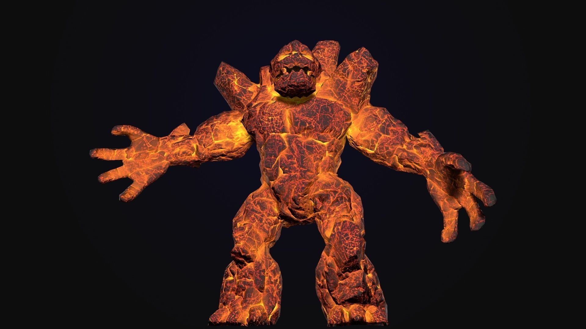 Stone Golem Lava Stone Ice Iron Low-poly 3D model_12