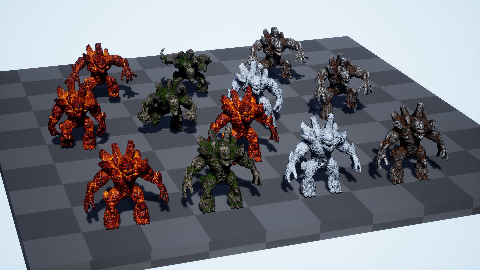 Stone Golem Lava Stone Ice Iron Low-poly 3D model_42