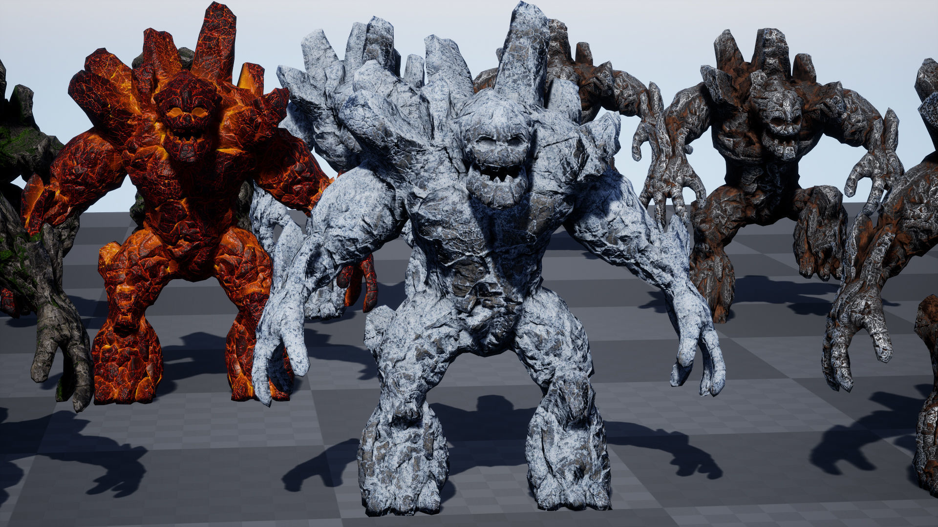 Stone Golem Lava Stone Ice Iron Low-poly 3D model_36