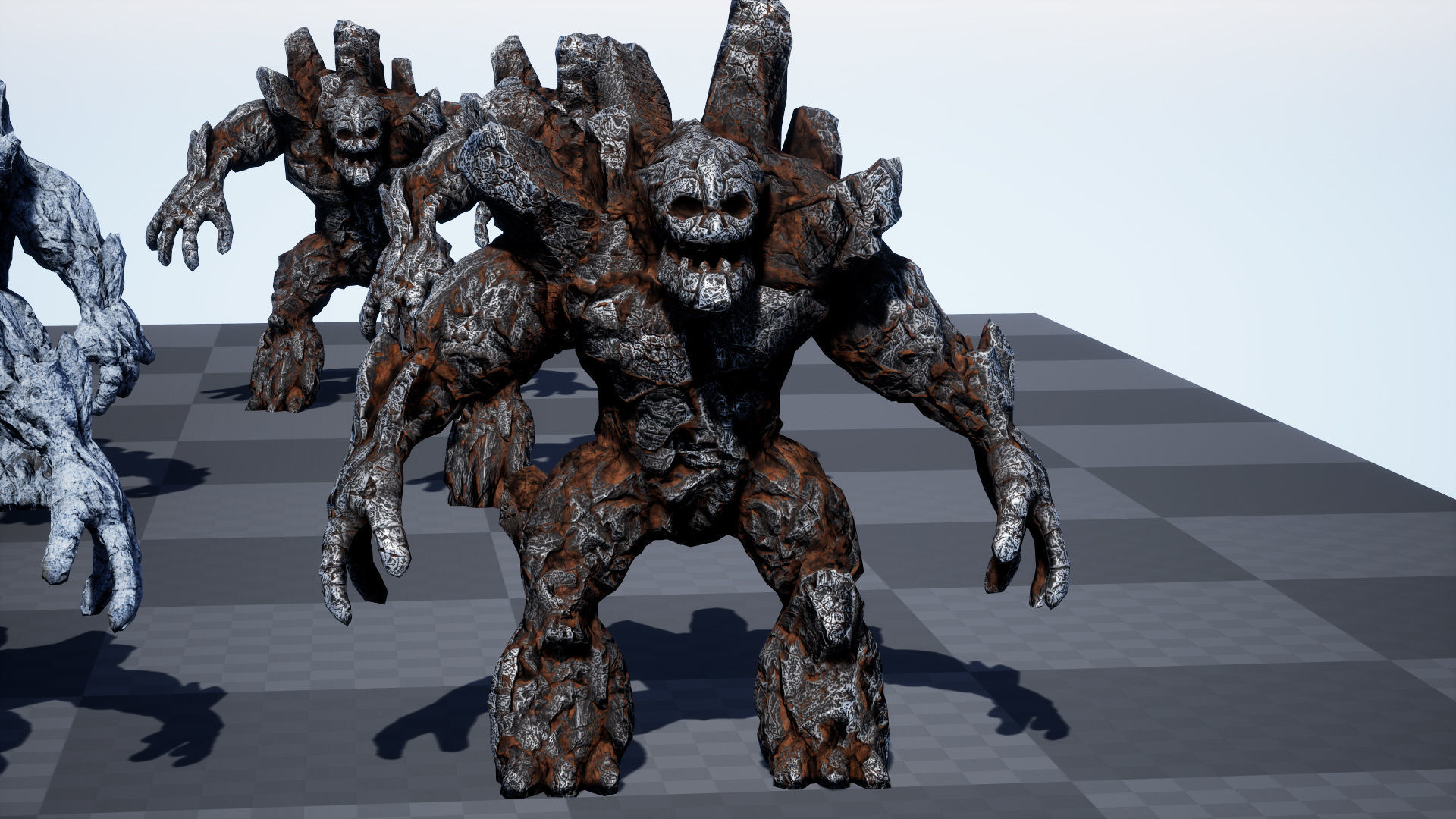 Stone Golem Lava Stone Ice Iron Low-poly 3D model_43
