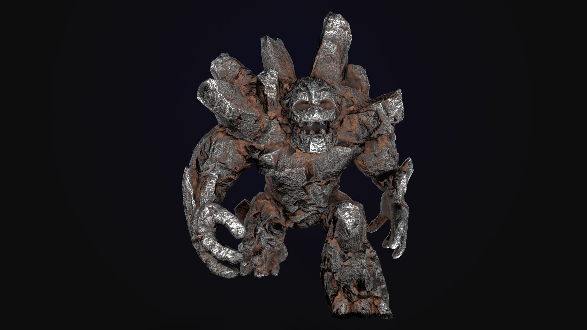Stone Golem Lava Stone Ice Iron Low-poly 3D model_7