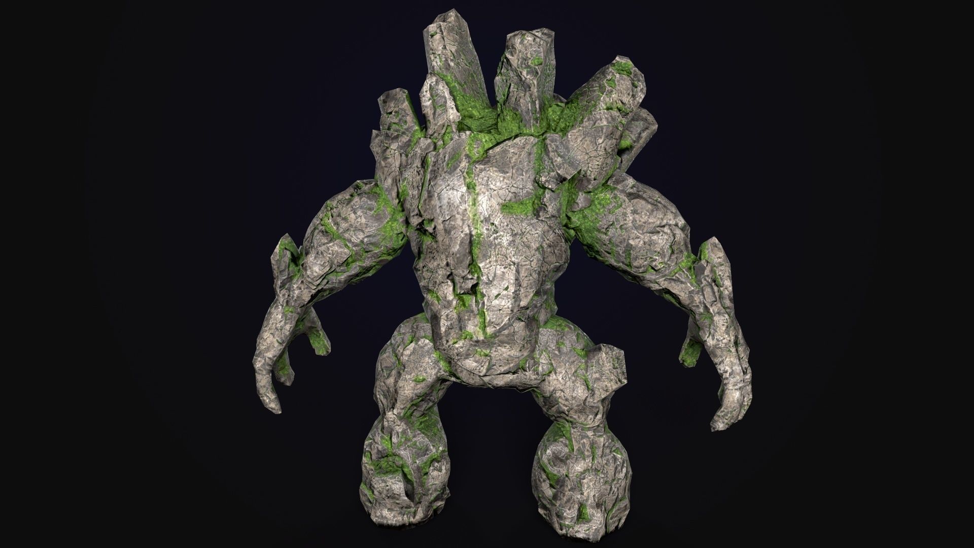 Stone Golem Lava Stone Ice Iron Low-poly 3D model_21