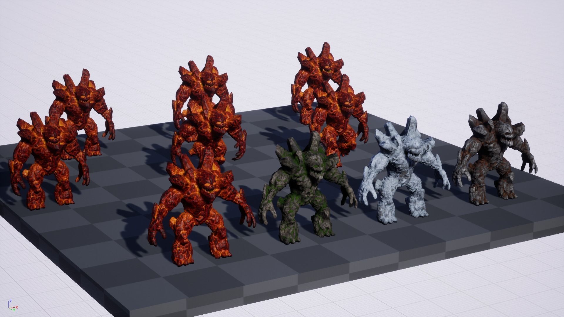 Stone Golem Lava Stone Ice Iron Low-poly 3D model_28