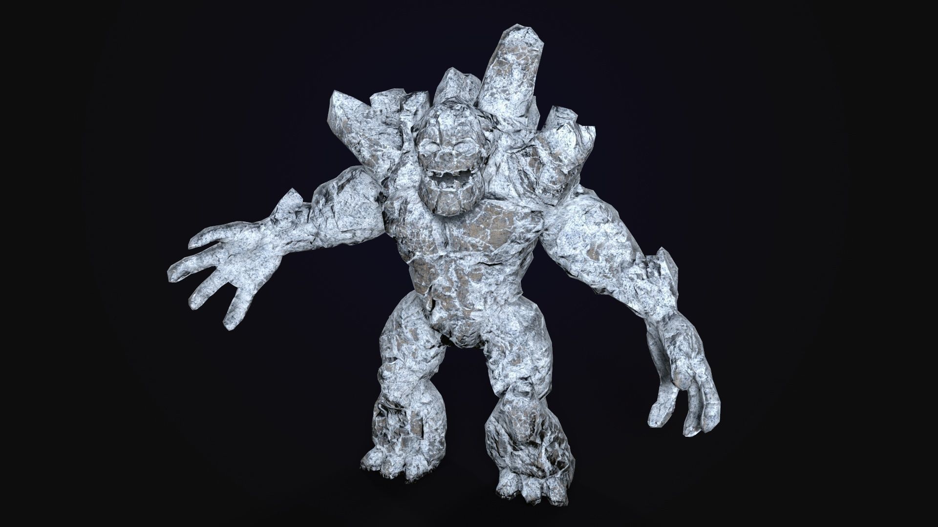 Stone Golem Lava Stone Ice Iron Low-poly 3D model_6