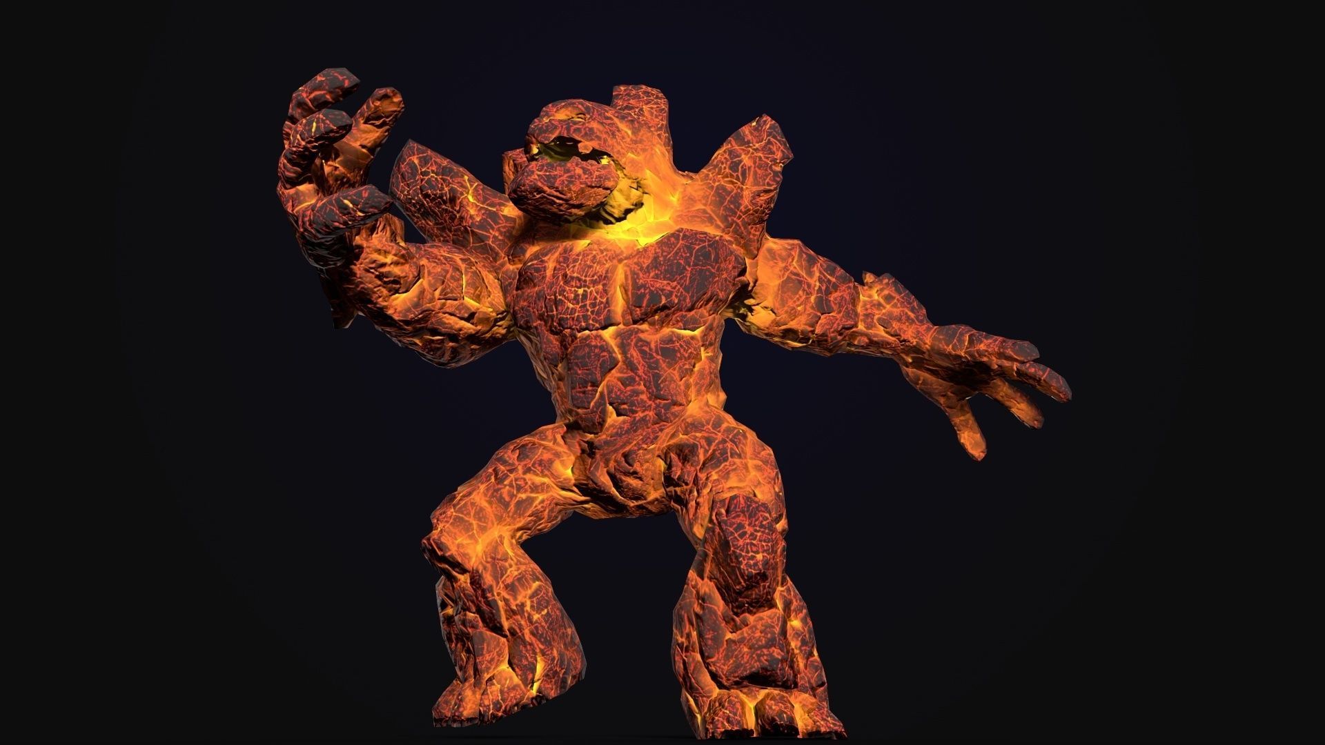 Stone Golem Lava Stone Ice Iron Low-poly 3D model_17