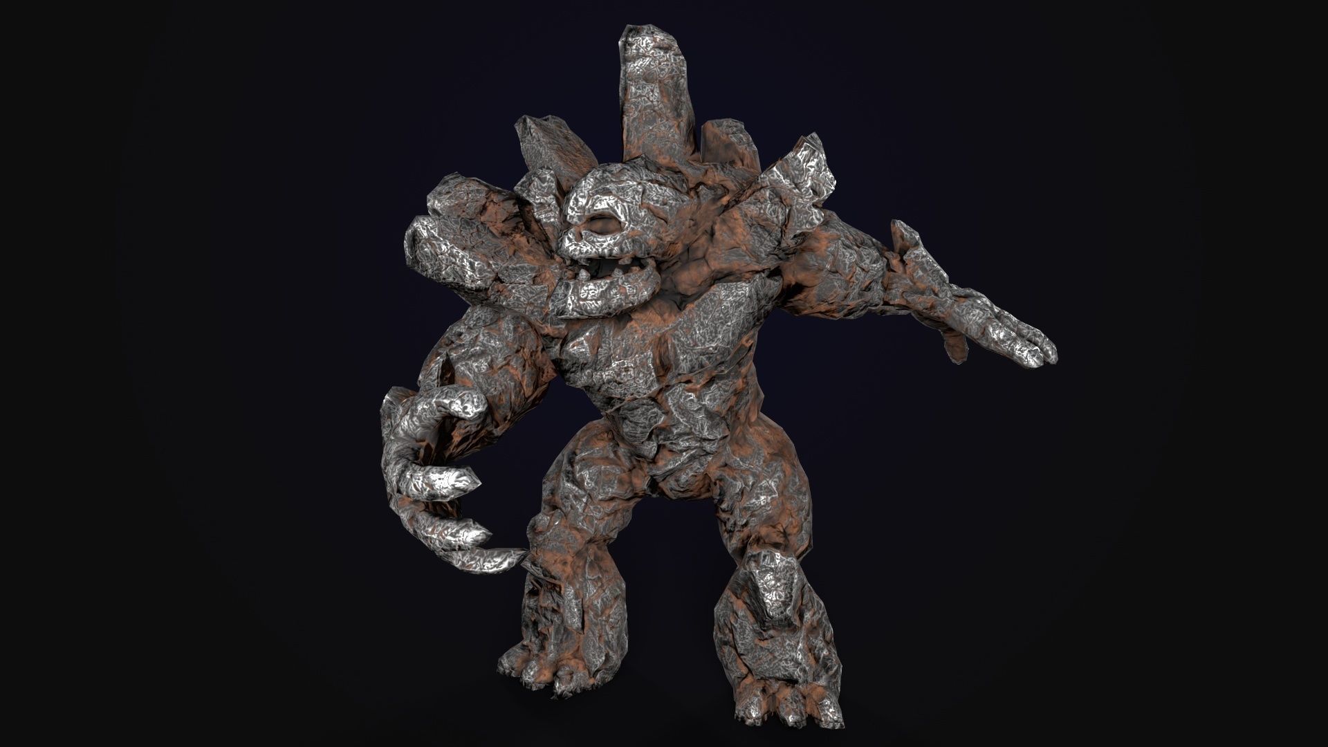 Stone Golem Lava Stone Ice Iron Low-poly 3D model_23