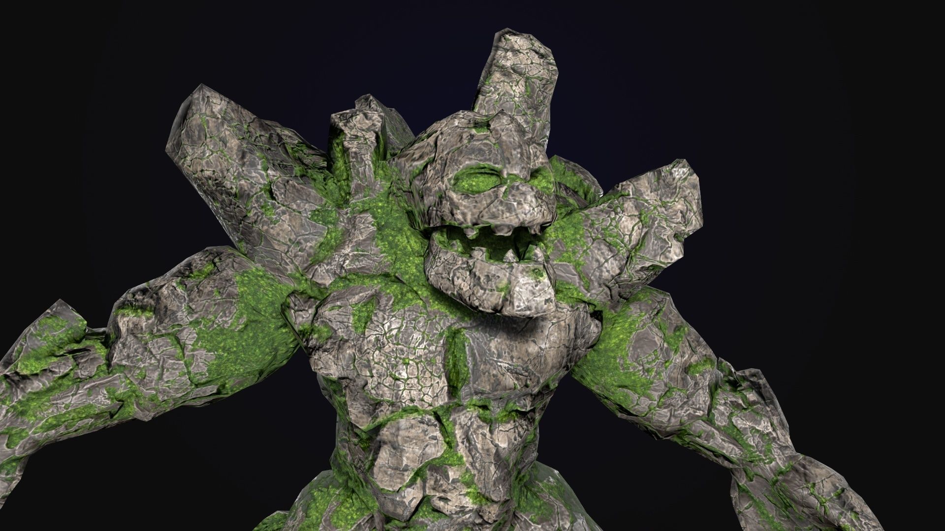 Stone Golem Lava Stone Ice Iron Low-poly 3D model_15