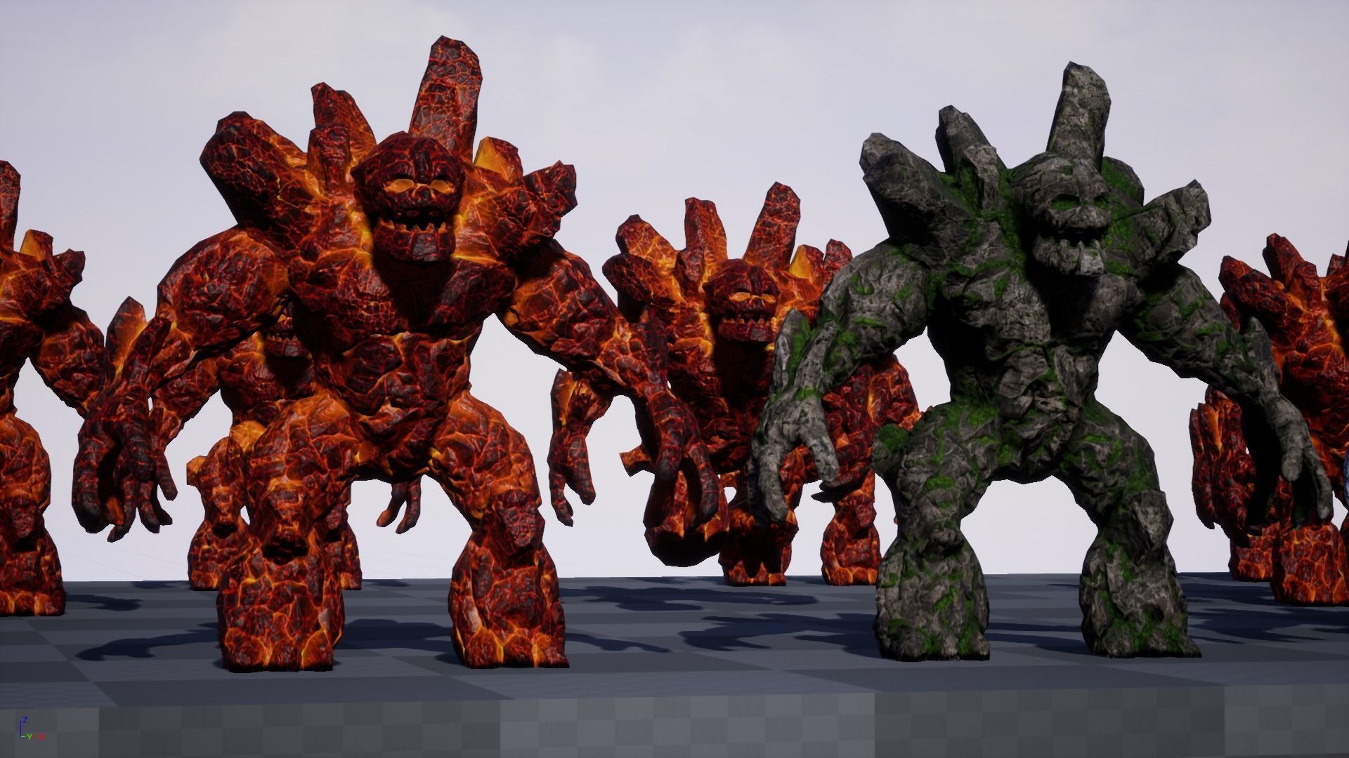 Stone Golem Lava Stone Ice Iron Low-poly 3D model_26