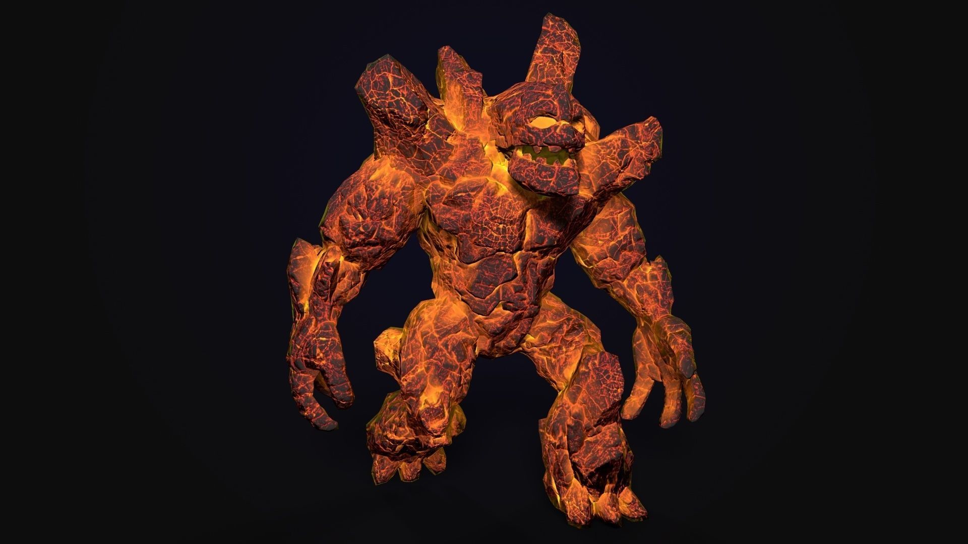 Stone Golem Lava Stone Ice Iron Low-poly 3D model_4