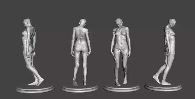 Zombie Female Model Character Tabletop 3D Print Model