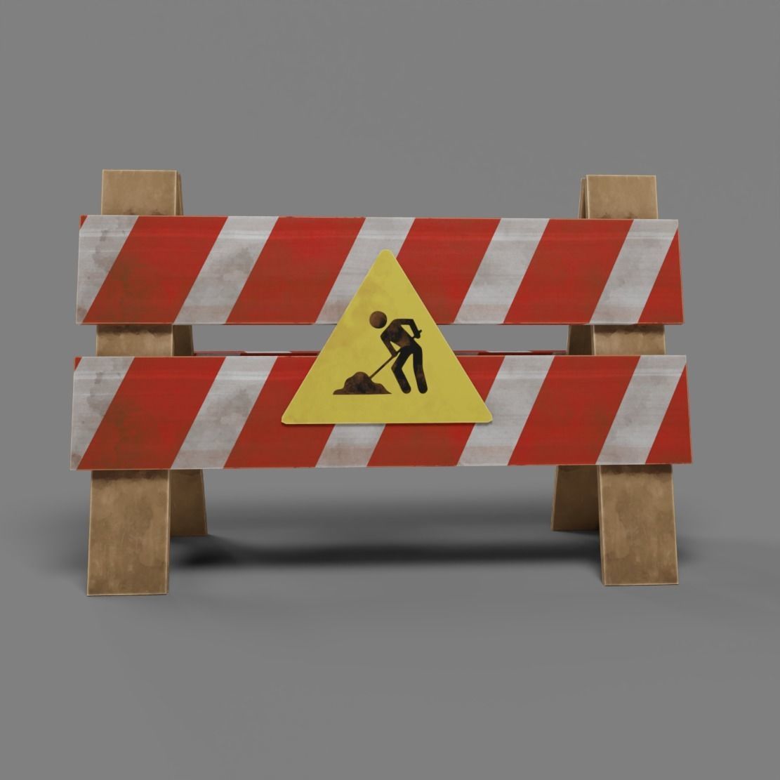 Road Works Low-poly 3D model_2