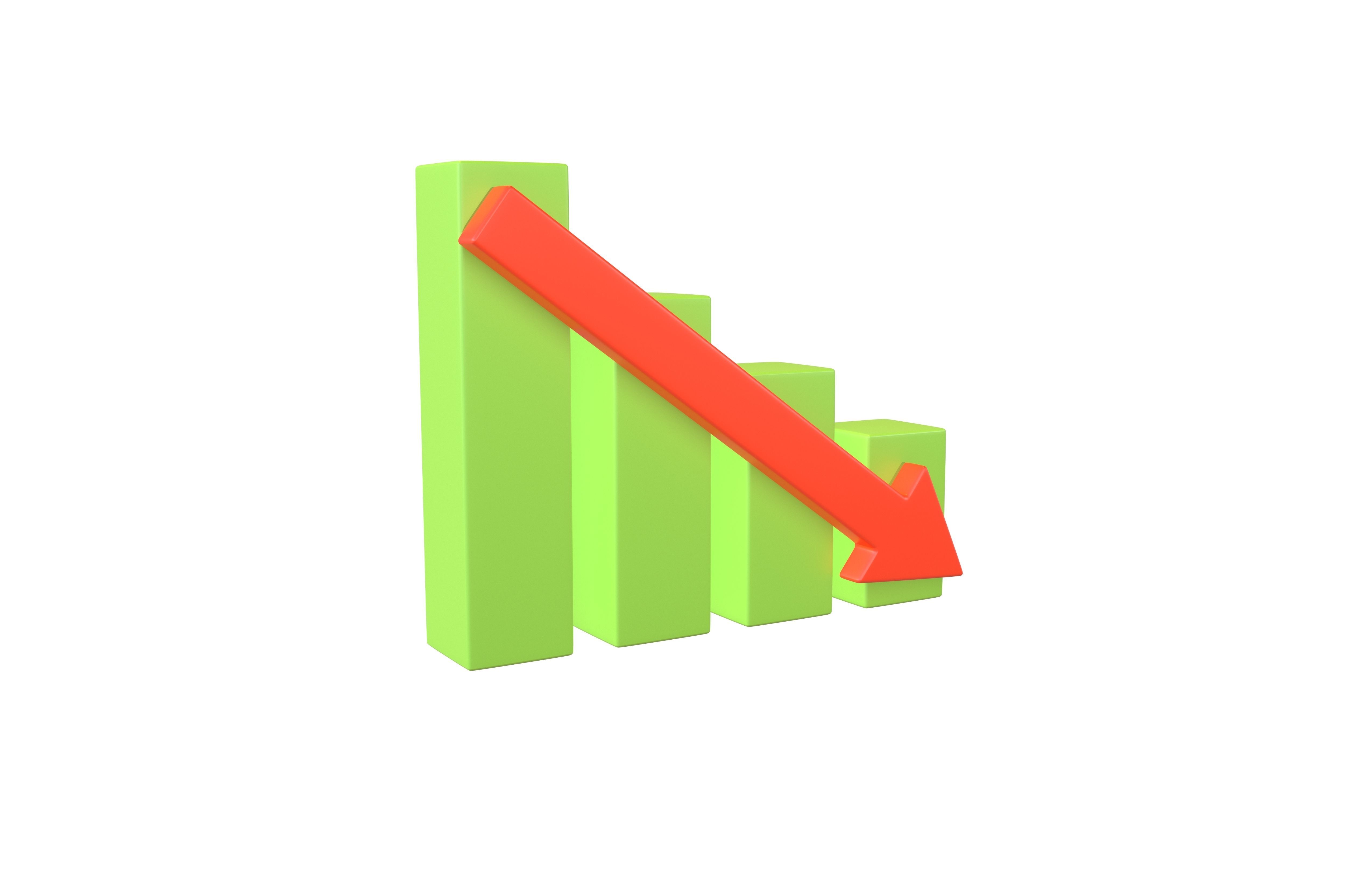Bar Chart Decrease Icon v2 002 Low-poly 3D model_1