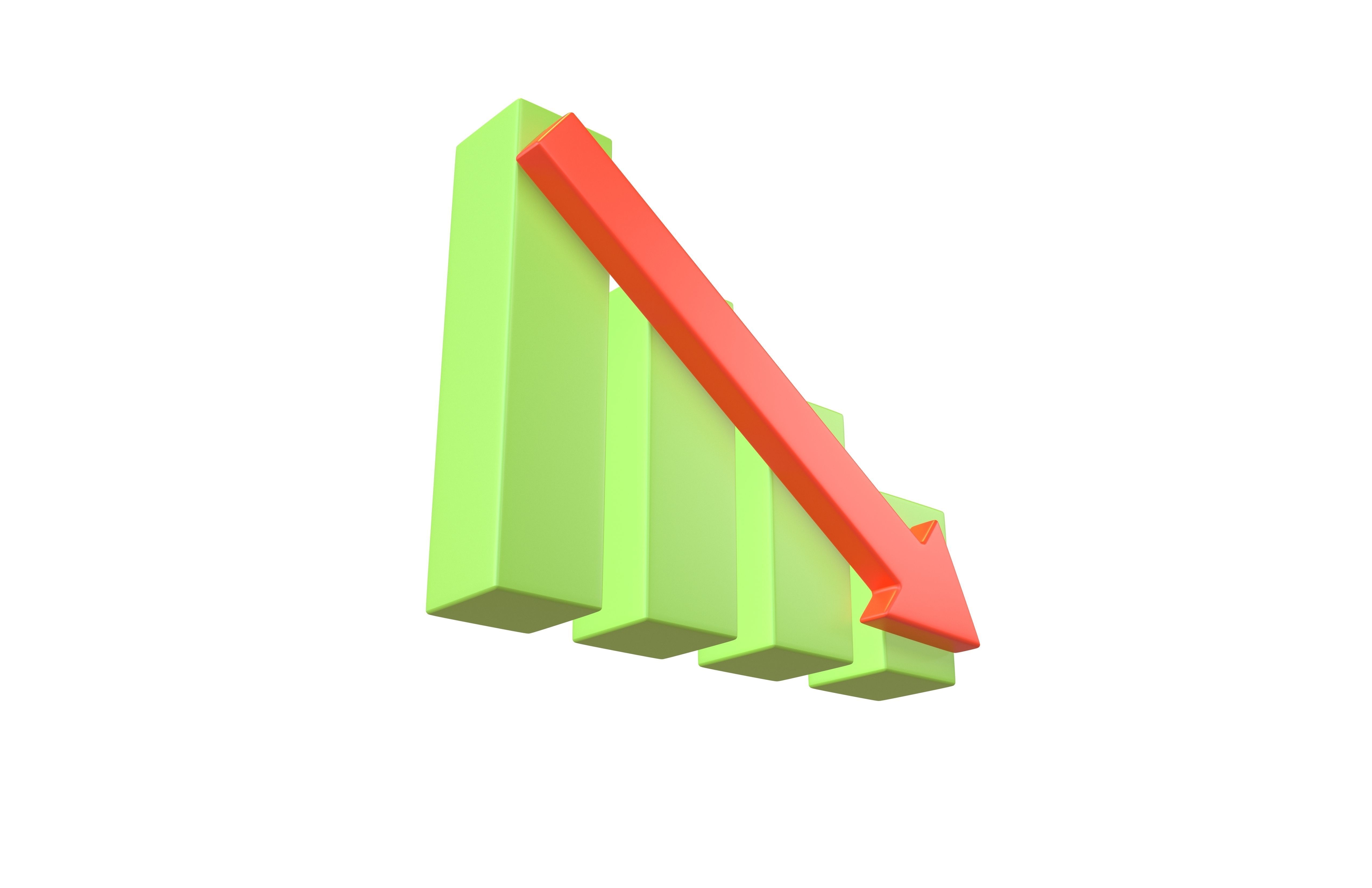 Bar Chart Decrease Icon v2 002 Low-poly 3D model_3