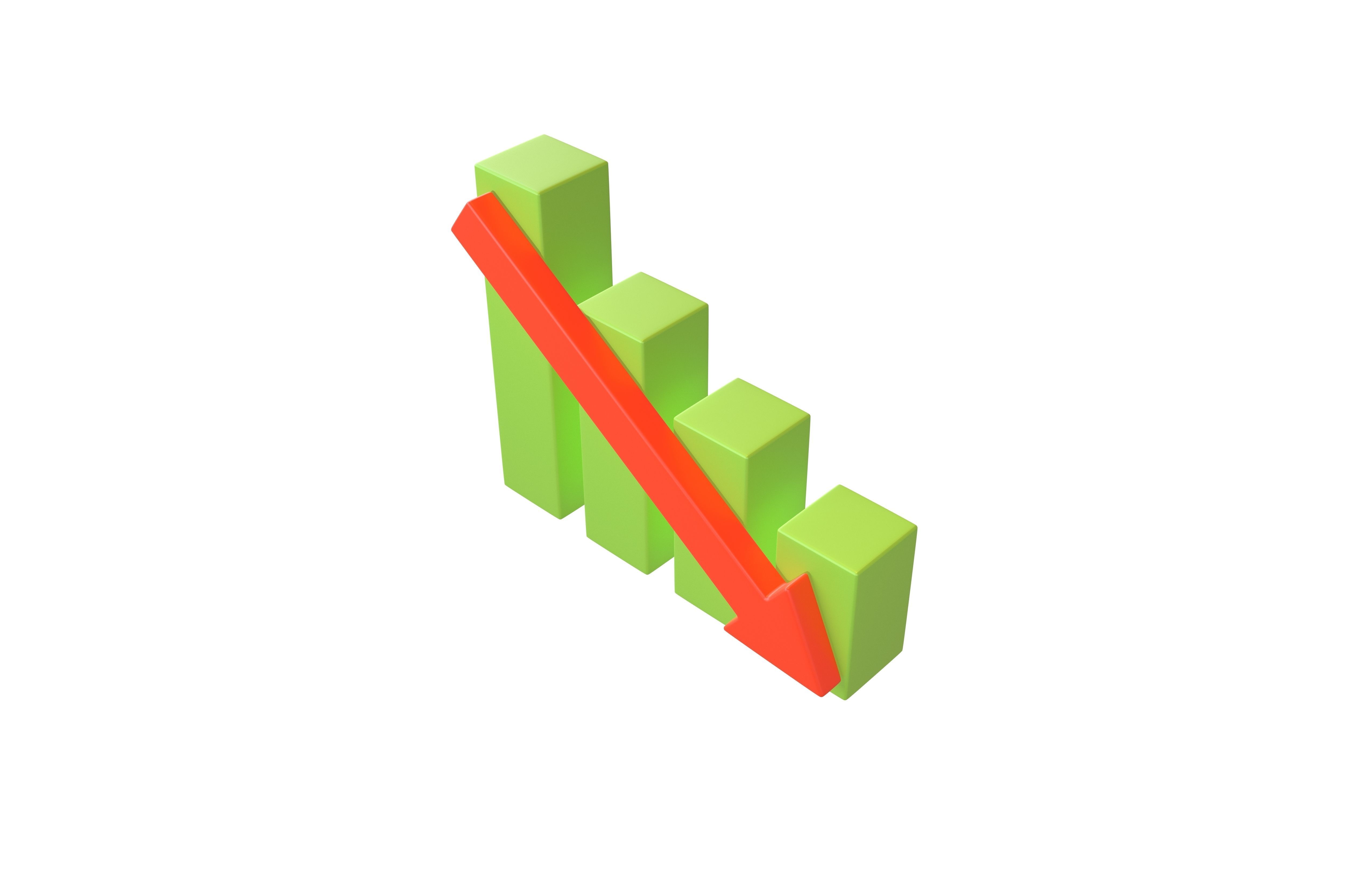 Bar Chart Decrease Icon v2 002 Low-poly 3D model_2