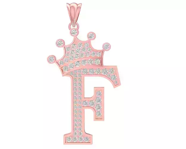Iced Out Diamond Letter F Pendant  3106