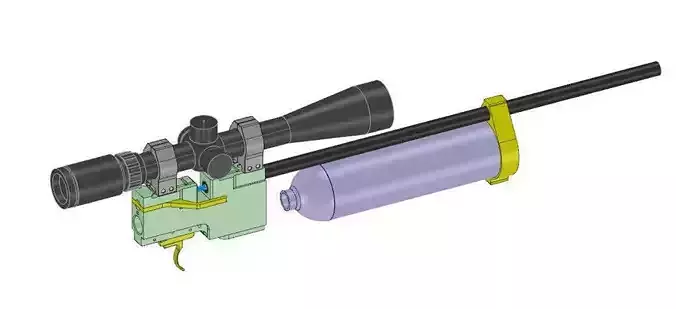 PCP rifle with scope Free 3D model