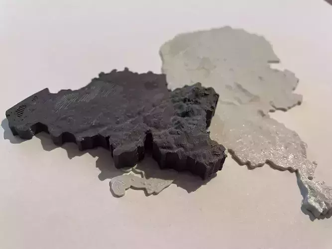 Topological maps of France Belgium and Holland 3D print model
