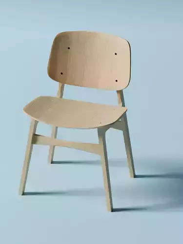 Wood basic chair 3D model Low-poly 3D model