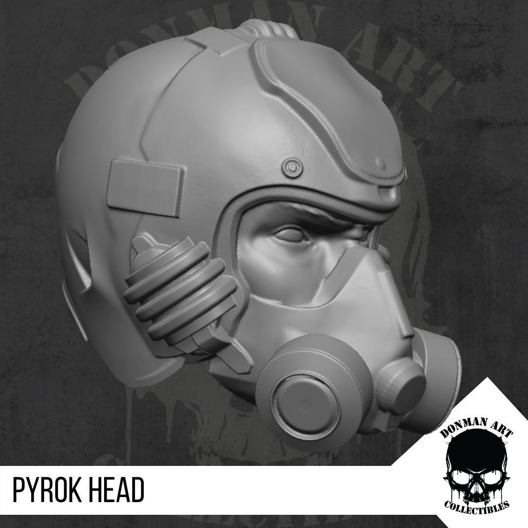 Pyrok Head for action figures 3D print model_3