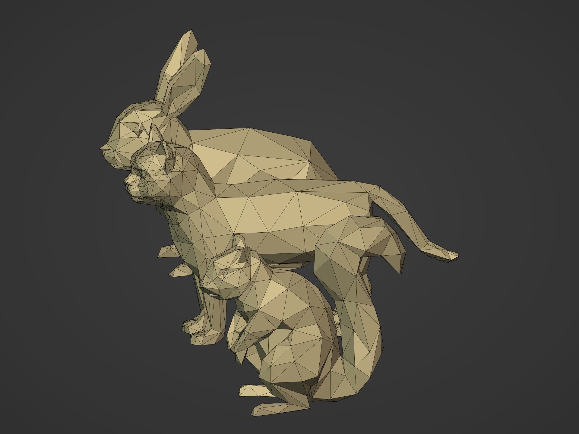 Cartoon LowPoly Cat Squirrel Rabbit Low-poly 3D model_6