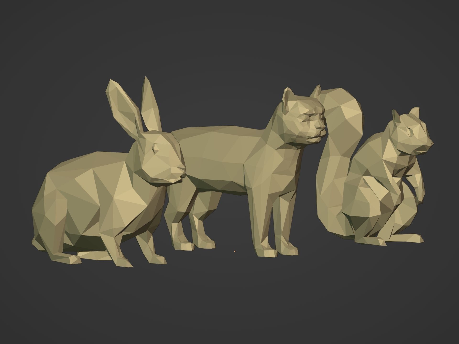 Cartoon LowPoly Cat Squirrel Rabbit Low-poly 3D model_13