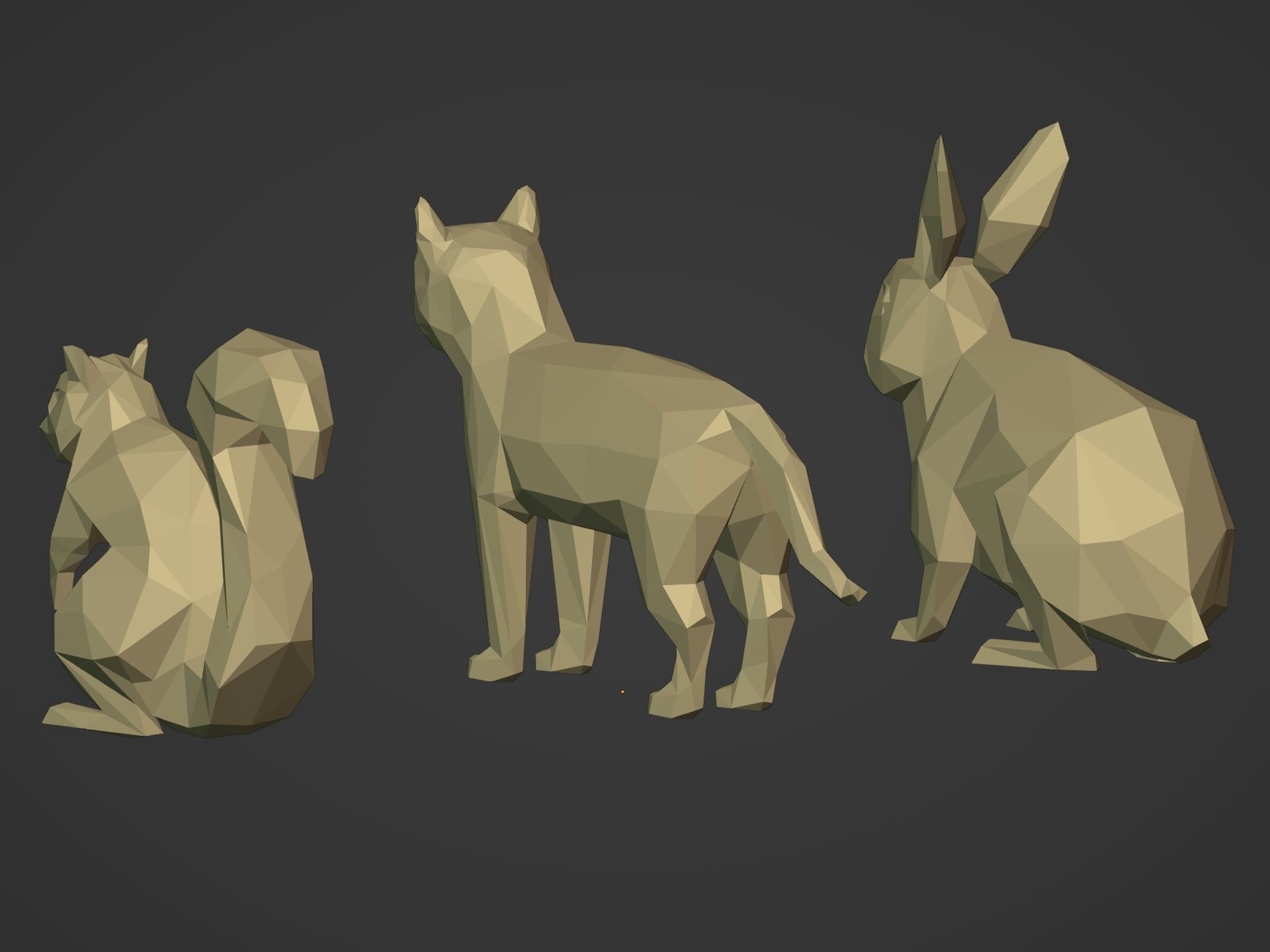 Cartoon LowPoly Cat Squirrel Rabbit Low-poly 3D model_11