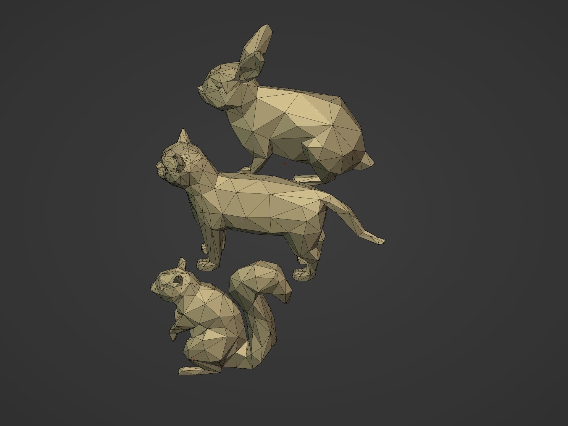 Cartoon LowPoly Cat Squirrel Rabbit Low-poly 3D model_18