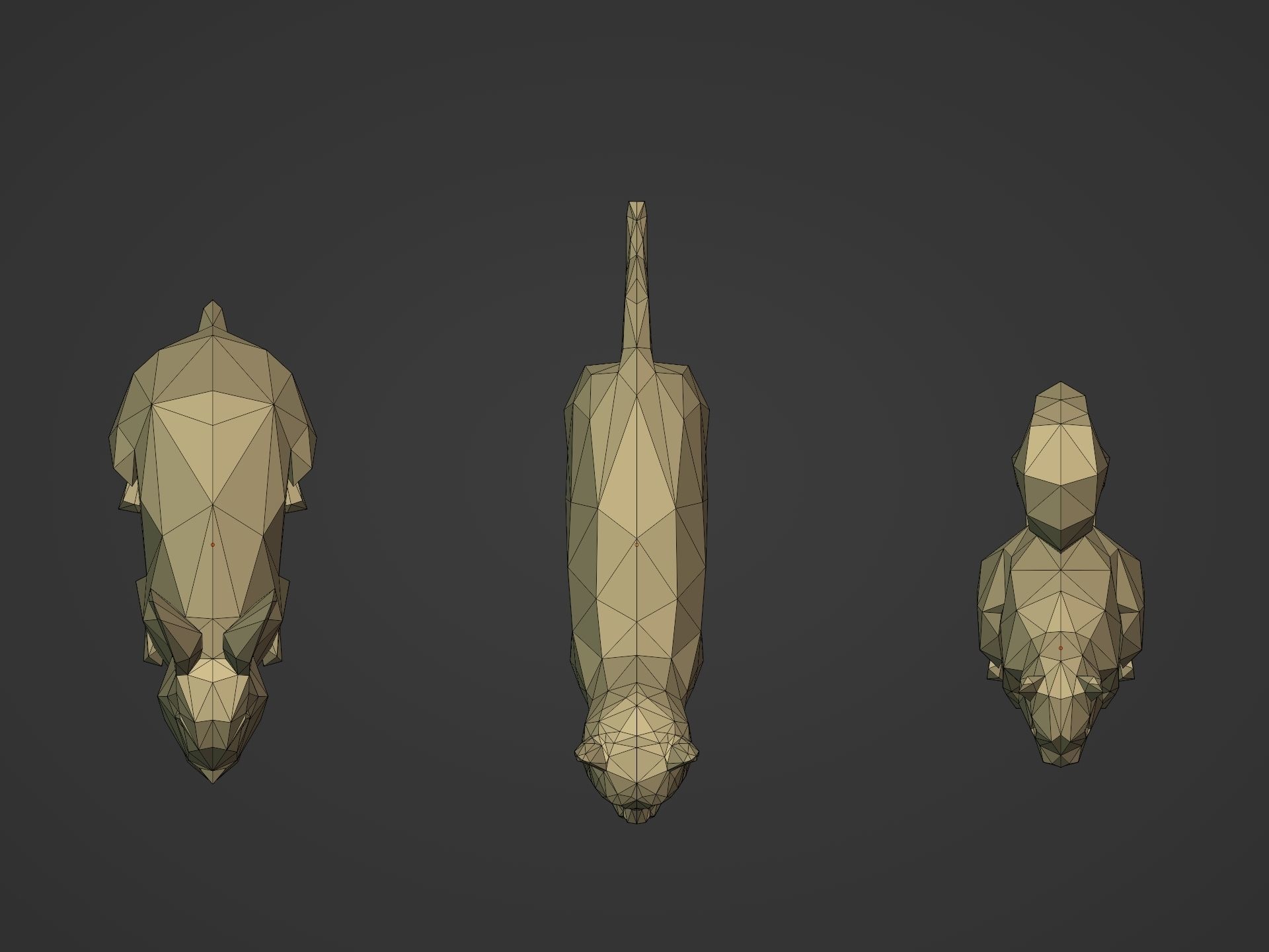 Cartoon LowPoly Cat Squirrel Rabbit Low-poly 3D model_16