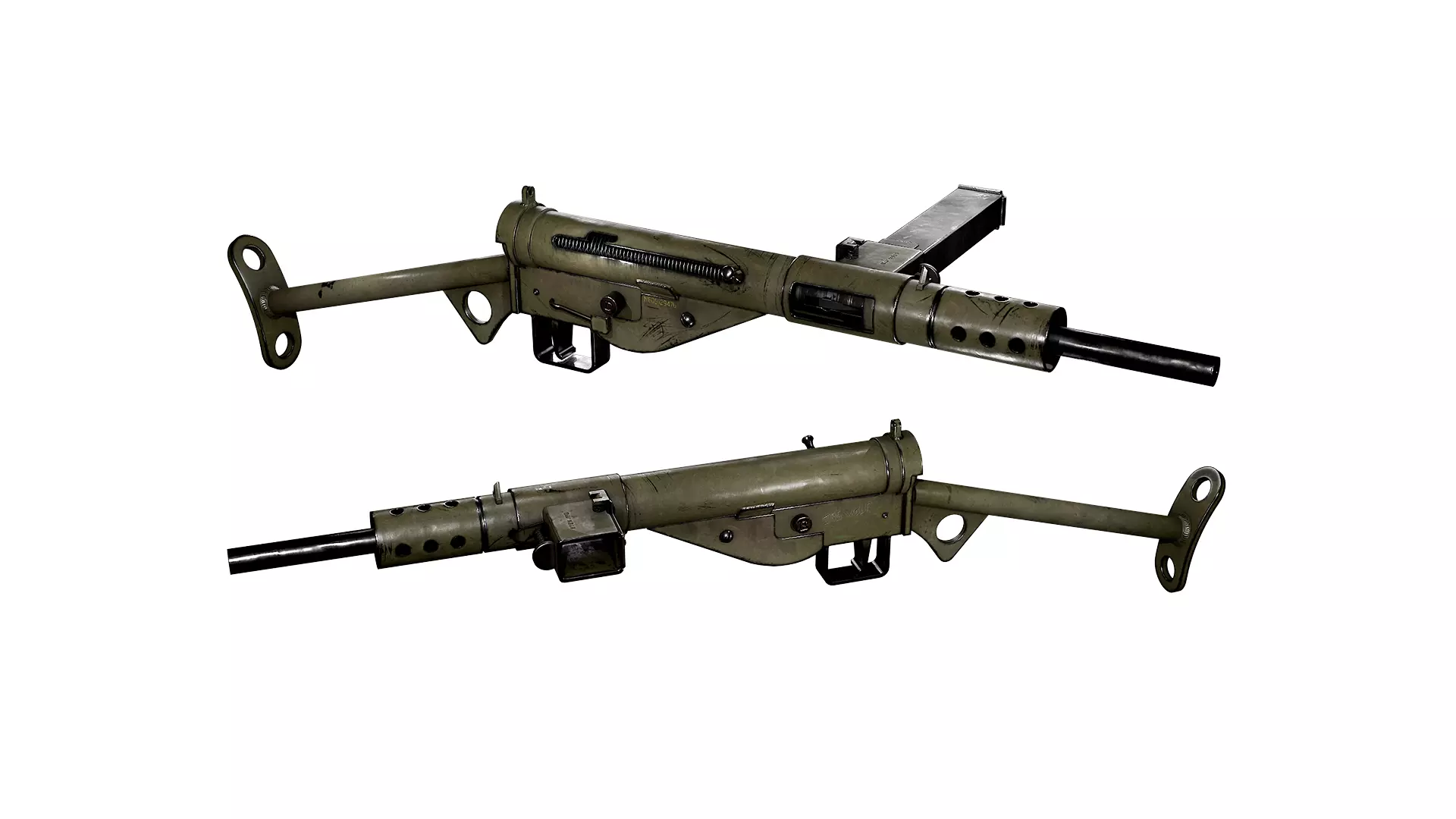 Sten Mk2 Low-poly 3D model_0