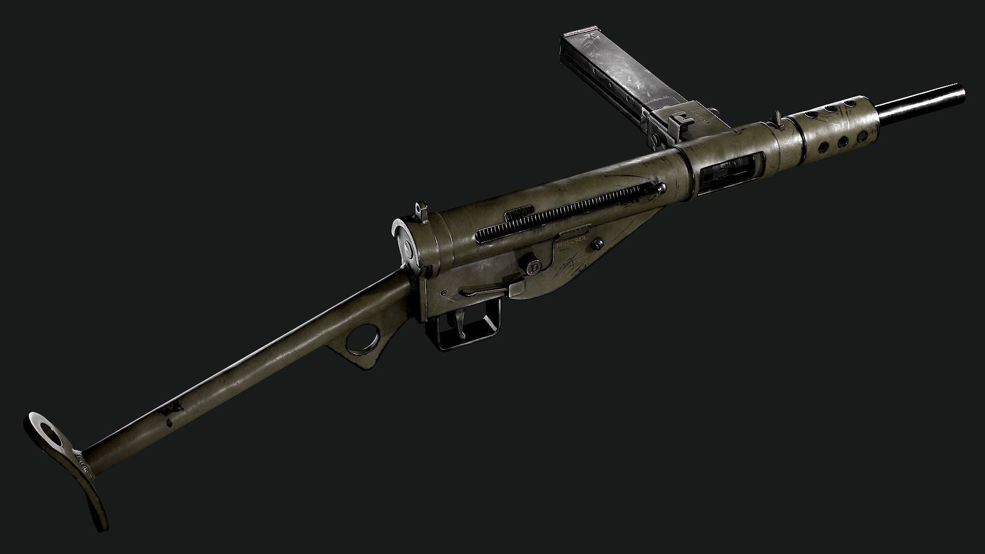 Sten Mk2 Low-poly 3D model_1