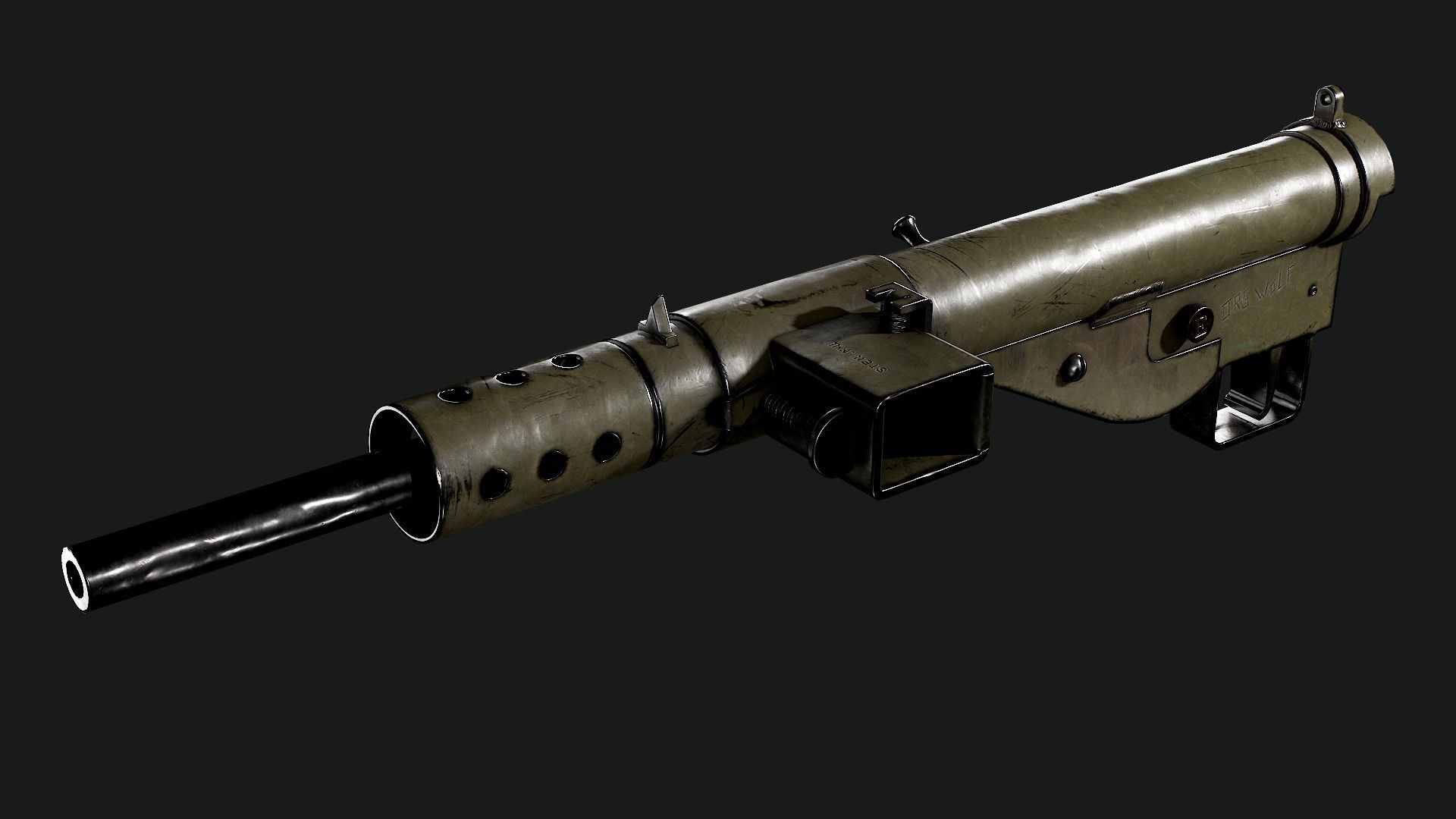 Sten Mk2 Low-poly 3D model_2