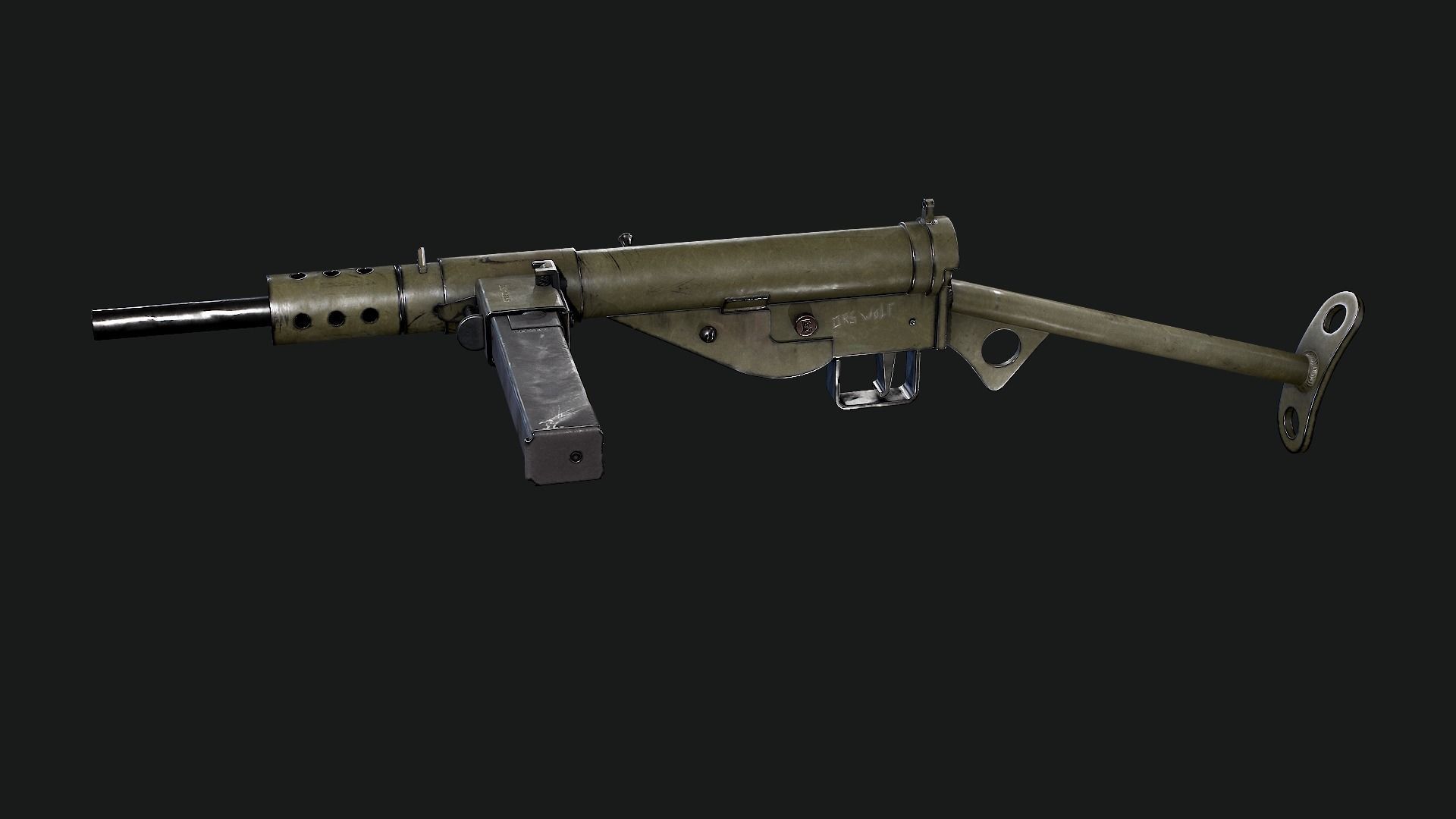 Sten Mk2 Low-poly 3D model_36