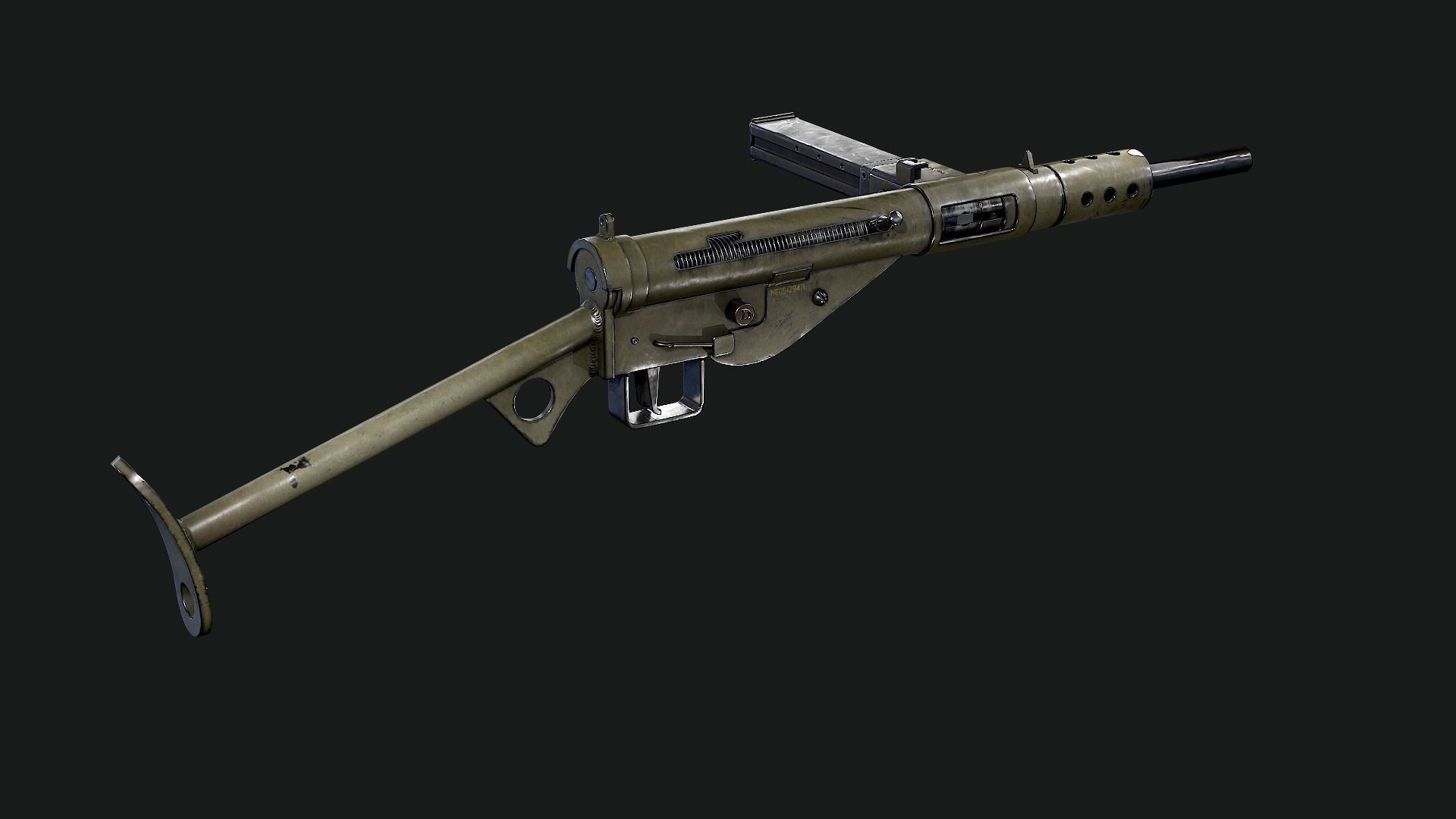 Sten Mk2 Low-poly 3D model_52