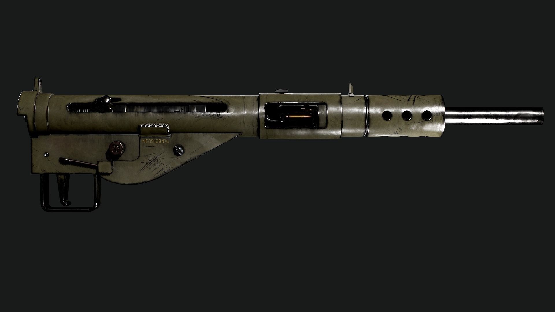 Sten Mk2 Low-poly 3D model_4