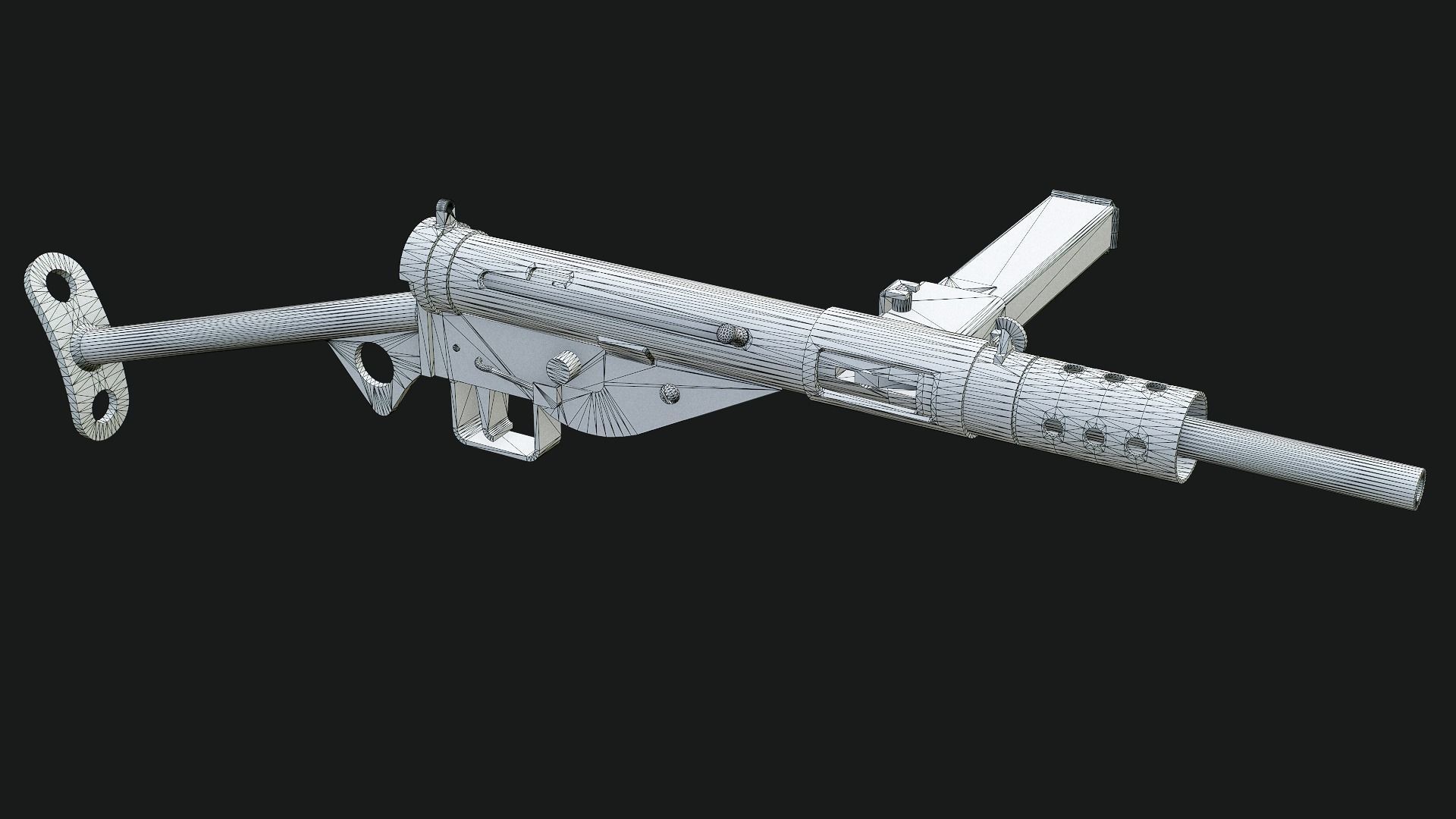 Sten Mk2 Low-poly 3D model_19