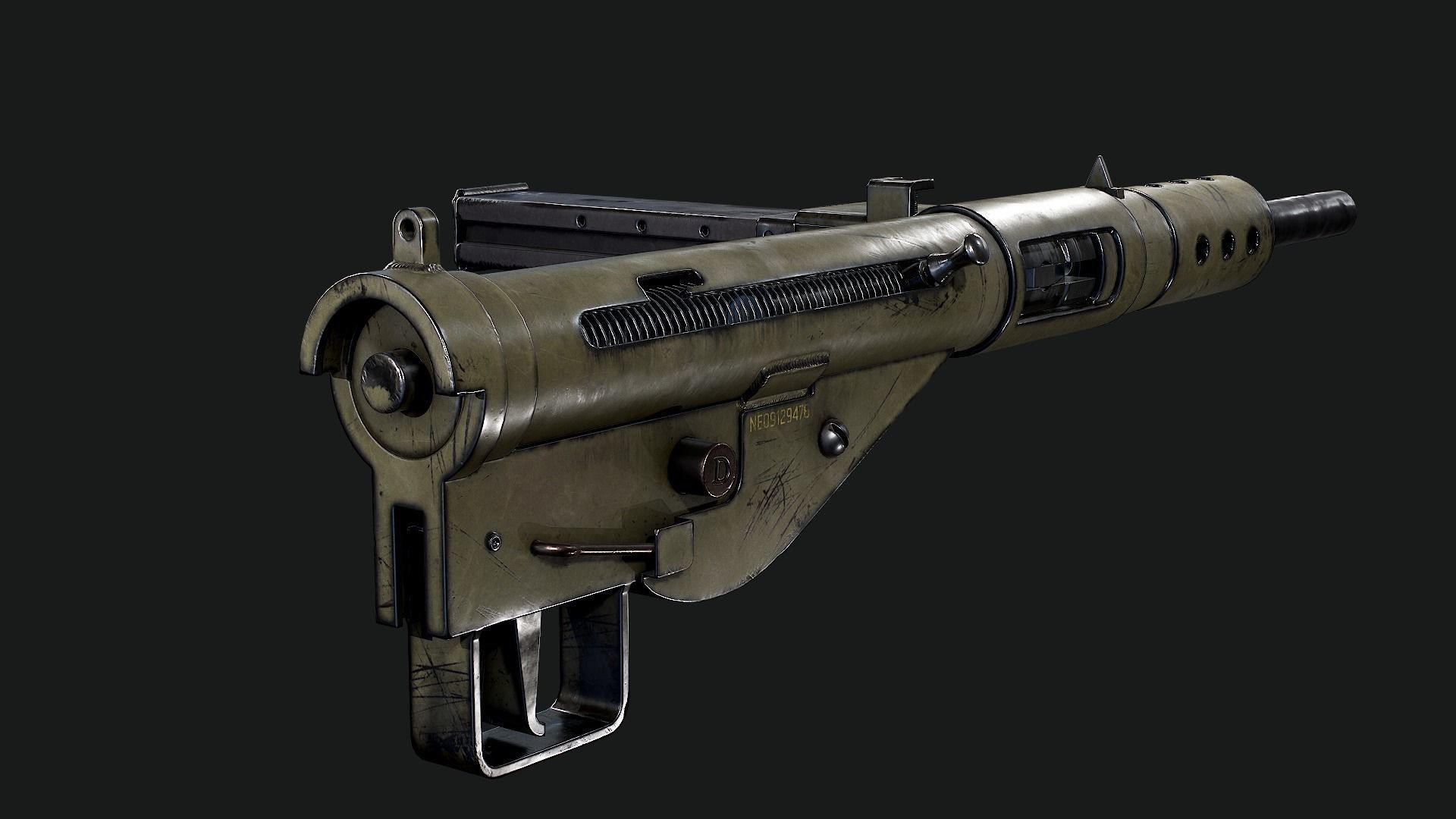 Sten Mk2 Low-poly 3D model_3