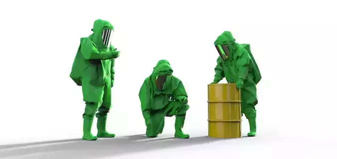 Firefighter in chemical protection suit 3D print model