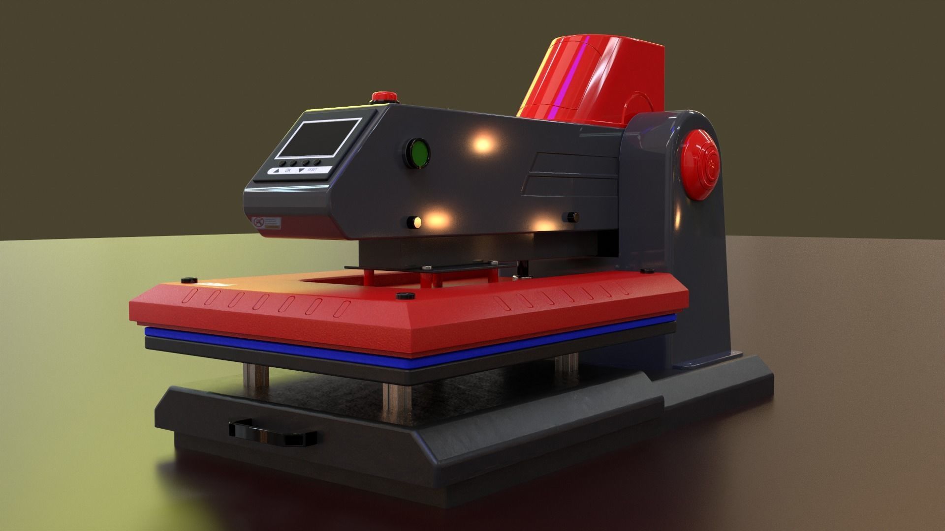 Automatic Flat Bed Heat Press Machine - Model E20S Heat Press Low-poly 3D model_31