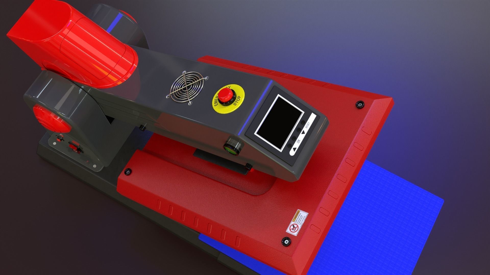 Automatic Flat Bed Heat Press Machine - Model E20S Heat Press Low-poly 3D model_25