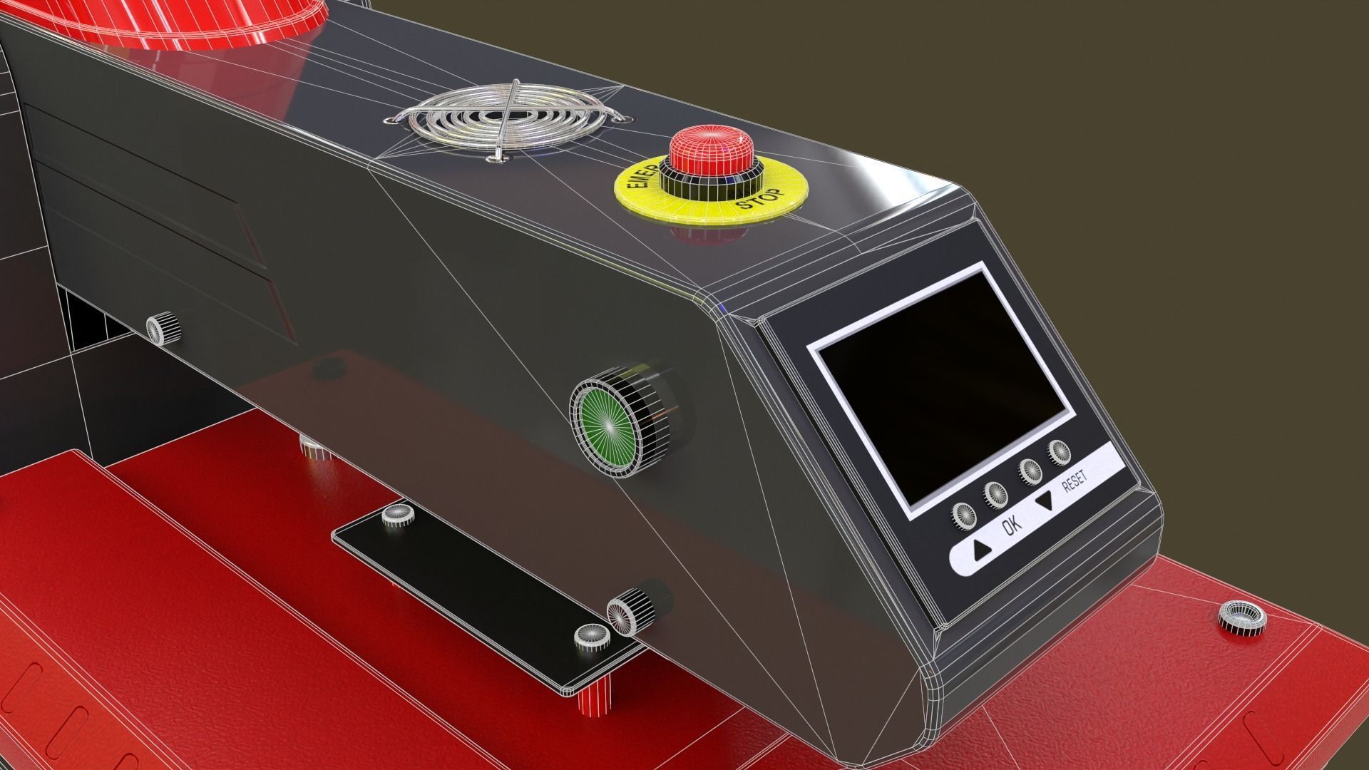 Automatic Flat Bed Heat Press Machine - Model E20S Heat Press Low-poly 3D model_34