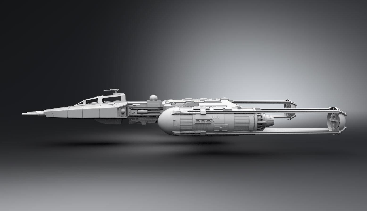 Y wing Scale model 3D print model_1