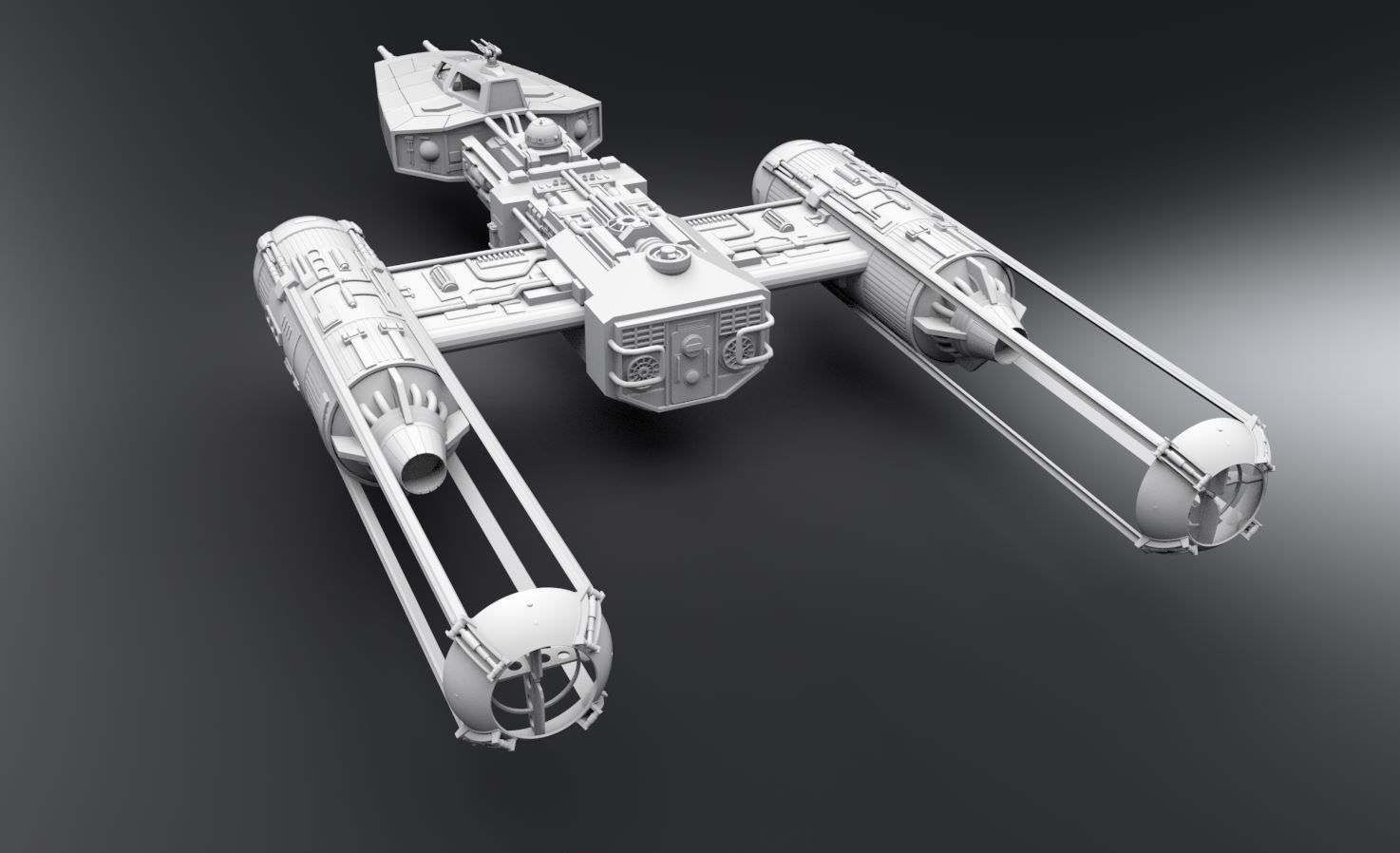 Y wing Scale model 3D print model_2