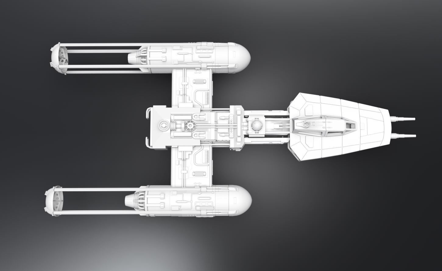 Y wing Scale model 3D print model_3