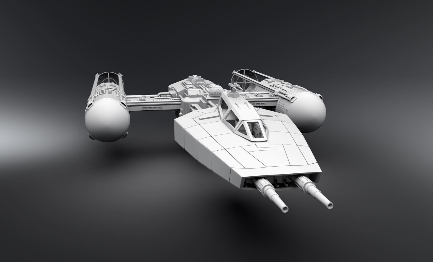 Y wing Scale model 3D print model_4