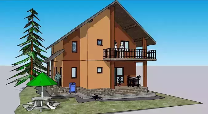 Low Poly Attic House