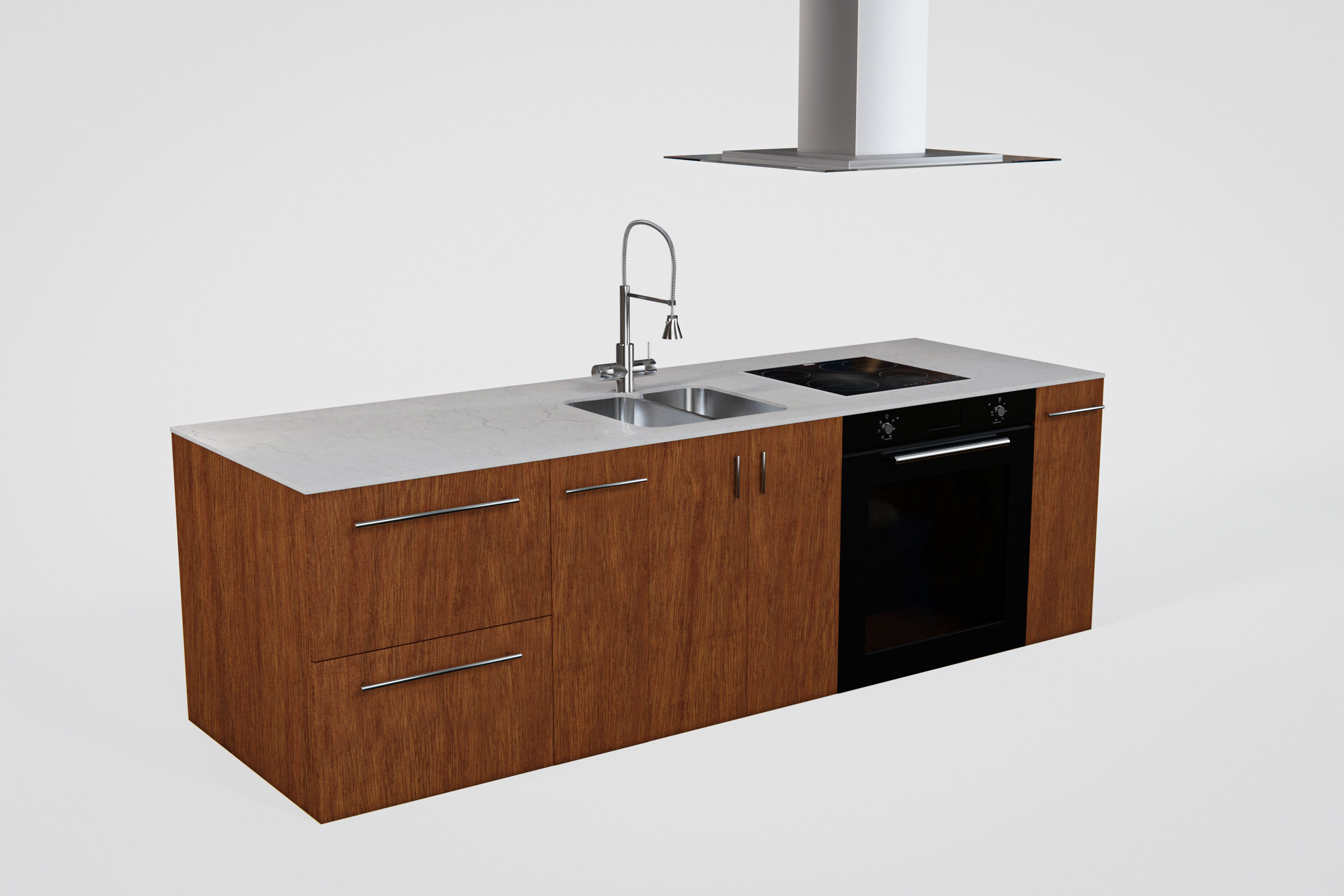 Kitchen counter Low-poly 3D model_2