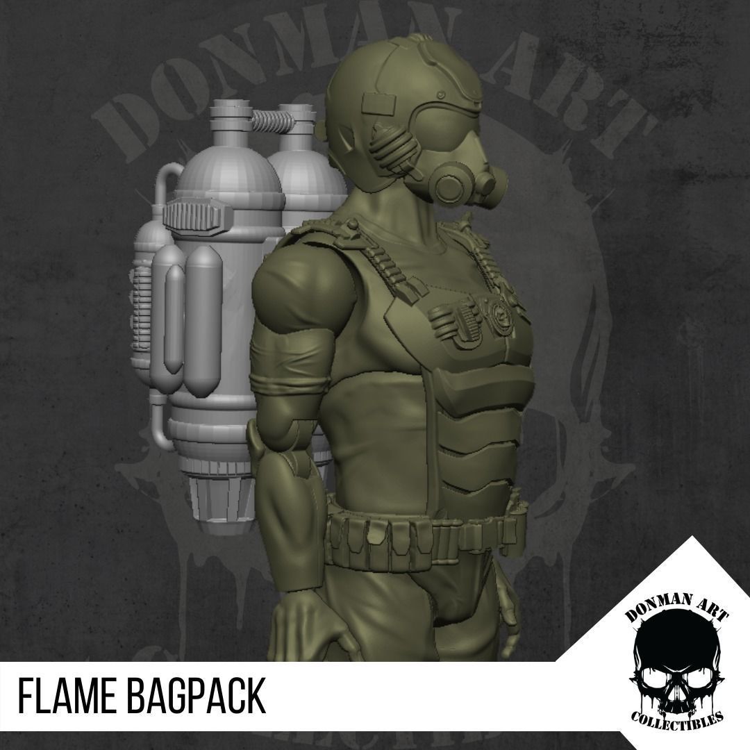 Flame Bagpack for Action Figures 3D print model_19